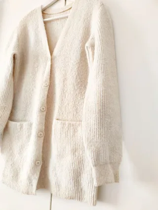 Cardigan misto lana bianco crema
