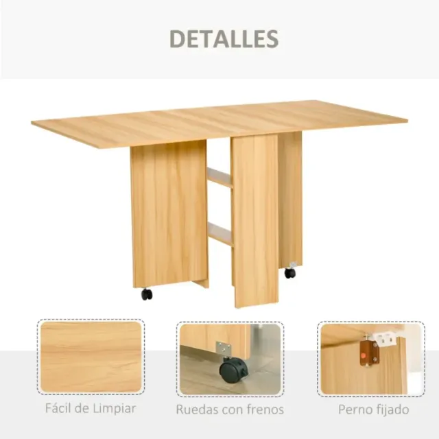 Mesa Comedor Plegable con Ruedas