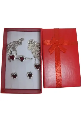 Conjunto Plata 925 Corazón Talla 12
