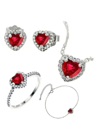 Conjunto Plata 925 Corazón Talla 12