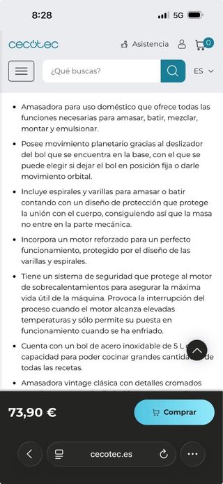 Amasadora Cecotec Azul