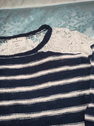 Jersey lana Springfield rayas encaje