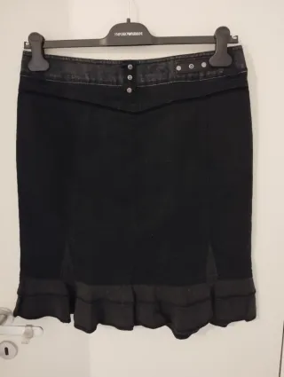 Gonna longuette jeans nera tg. L elastica