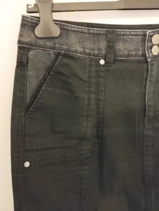 Gonna longuette jeans nera tg. L elastica