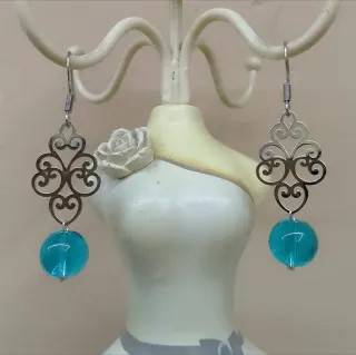 Orecchini acciaio barocco cristallo azzurro