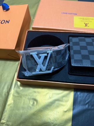 Cartera y Cinturón Louis Vuitton Negro/Gris