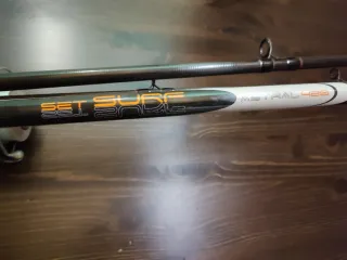 Caña de pescar con carrete y línea