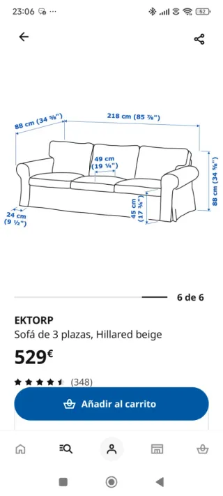Sofá Ikea beige tela