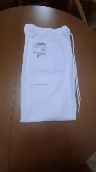 2 Pantalones Trabajo Blancos Algodón 5 Bolsillos