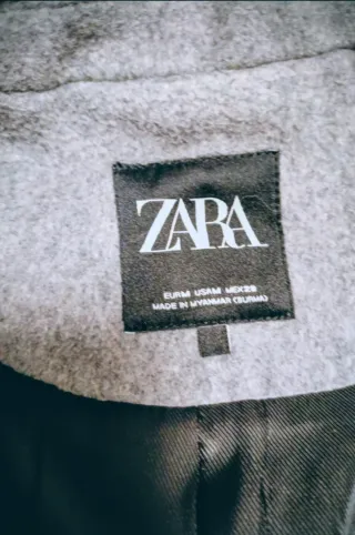 Abrigo Zara Gris Mujer