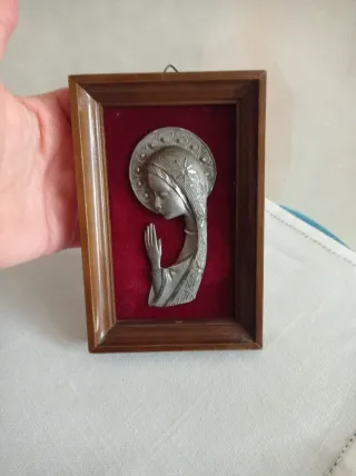 Quadretto Madonna Peltro Vintage