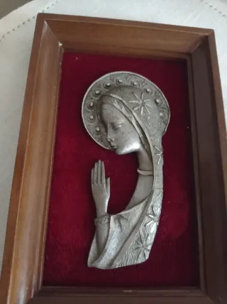 Quadretto Madonna Peltro Vintage