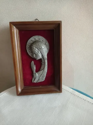 Quadretto Madonna Peltro Vintage