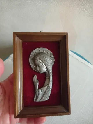 Quadretto Madonna Peltro Vintage