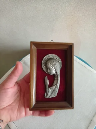 Quadretto Madonna Peltro Vintage