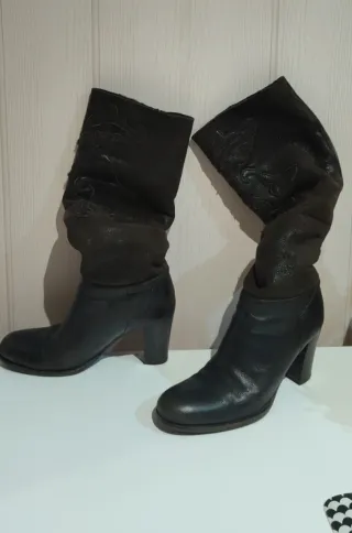 Botas altas mujer marrones Tacón 8 cm Altura 37 cm