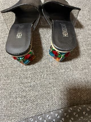 Zapatos tacón negros con pedrería talla 38 nuevos