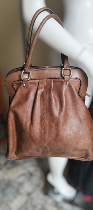 Borsa in vera pelle marrone