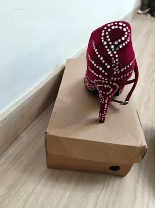Zapatos de baile latinos rojos de terciopelo con p