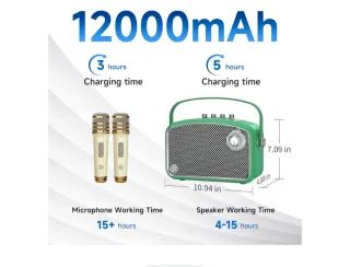 Karaoke Portátil Verde y Dorado