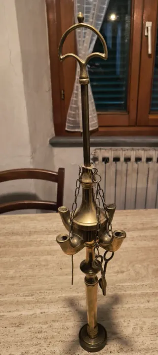 Lampada a olio vintage 4 bracci oro - ottone