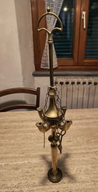Lampada a olio vintage 4 bracci oro - ottone