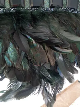 Bolso de fiesta con plumas y pedrería