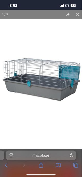 Jaula para conejo gris y turquesa