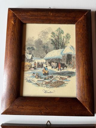 Set 4 Quadri Stampe Stagioni Legno