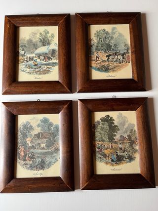 Set 4 Quadri Stampe Stagioni Legno