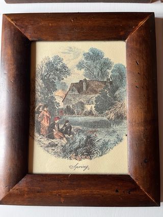 Set 4 Quadri Stampe Stagioni Legno