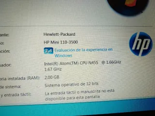 PORTATIL HP MINI- DISC 250GB-RAM 2GB- LED 10"-W 7
