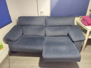 Sofá cama azul/gris de tela