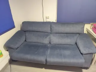 Sofá cama azul/gris de tela