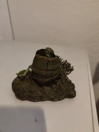 3 elementos de decoración Acuario Roca y Plantas