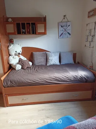 Dormitorio juvenil madera con cajones