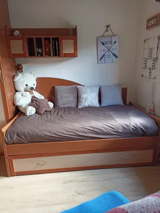 Dormitorio juvenil madera con cajones