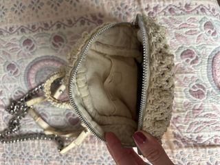 Bolso Zara Macramé Beige y Plateado
