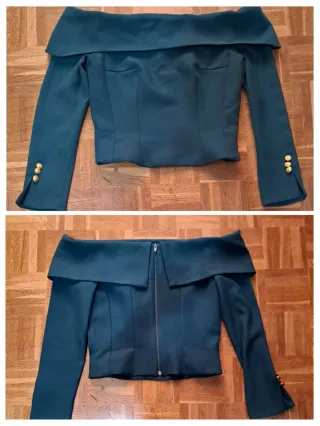 Blusa verde escote Bardot