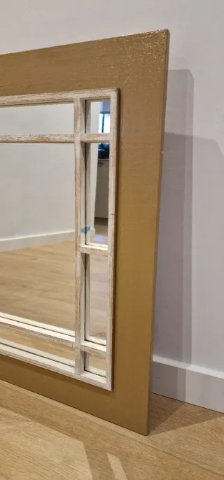 Espejo rústico tipo ventana madera