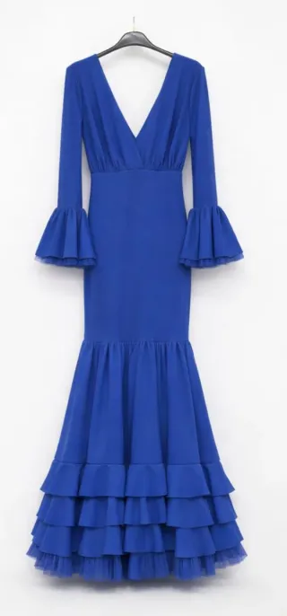 Vestido Flamenca Azul Volantes