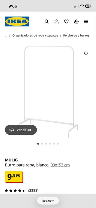 2 Burros para ropa IKEA MULIG blanco