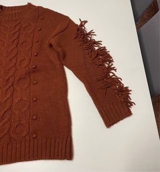 Jersey Zara Niña Marrón Trenzado. Talla 13-14 años