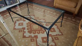 Mesa de centro cristal y metal negra