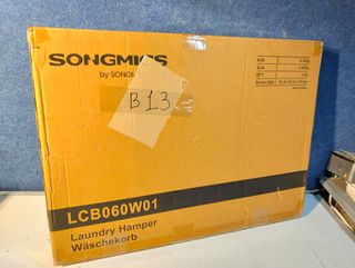 Cesto Ropa Sucia SONGMICS 95L con Tapa, Bambú, Blanco