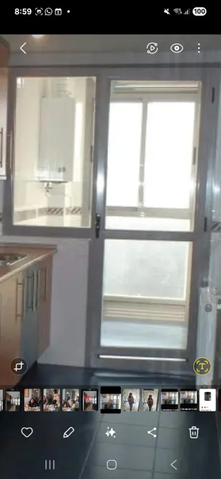 Ventanas aluminio gris 4 ventanas grandes,  puerta