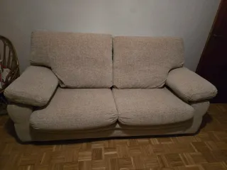 Sofá 2 plazas beige tela