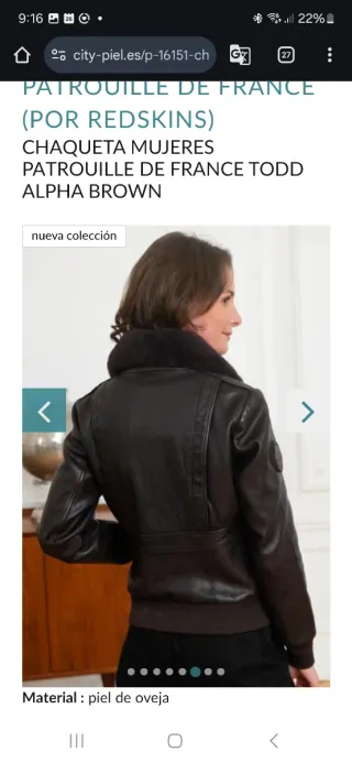 Cazadora de piel Redskins negra