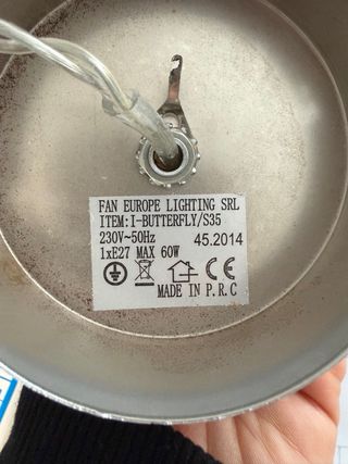 Lampadario cromato con farfalle 3D