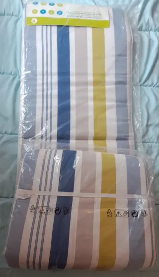 Cojín para tumbona rayas azul y amarillo
